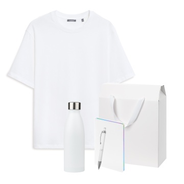 Portobello Набор с одеждой Раст (Rust) (футболка, термобутылка, ежедневник, ручка), черный/белый, XS/S с логотипом на заказ