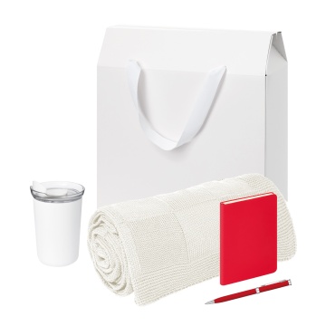 Portobello Подарочный набор Велком Пак Спарк мини (Welcome Pack Spark mini), красный (термокружка, блокнот, ручка, плед, коробка-пакет) с логотипом на заказ