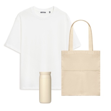 Portobello Набор с одеждой RUST (футболка, термобутылка, шоппер), белый/бежевый, M/L с логотипом на заказ