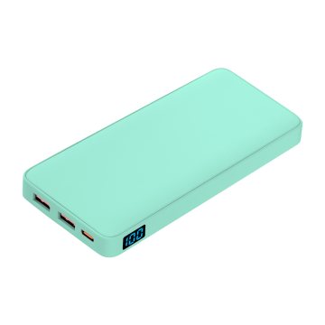 Portobello Внешний аккумулятор с подсветкой Анкор Плюс PD (Ancor PD Plus) 10000 mAh, бирюзовый с логотипом на заказ