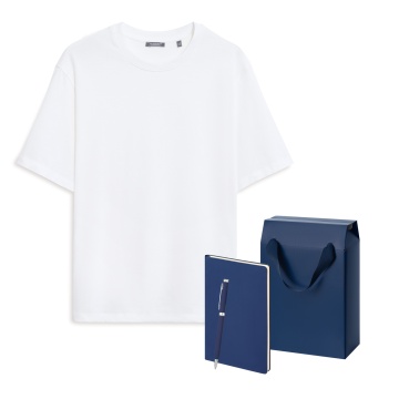 Portobello Набор с одеждой RUST  (футболка, ежедневник, ручка), белый/синий, XS/S с логотипом на заказ