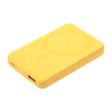 Portobello Внешний аккумулятор Ларго PD (Largo PD) 5000mAh с функцией беспроводной зарядки 15W, желтый с логотипом на заказ