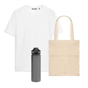 Portobello Набор с одеждой Крис (KRIS) (футболка, бутылка, шоппер), белый/серый, L с логотипом на заказ