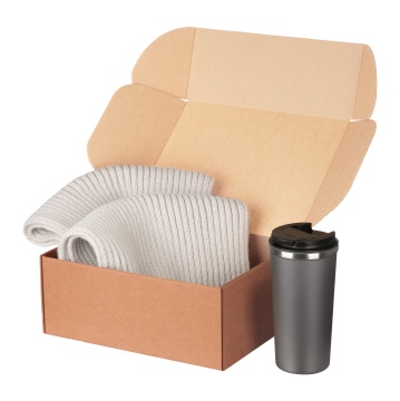 Portobello Подарочный набор Форгес (Forges), серый (шарф, термокружка) с логотипом на заказ