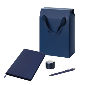Portobello Подарочный набор Пэшн (Passion), синий (колонка, ежедневник, ручка, коробка-пакет) с логотипом на заказ