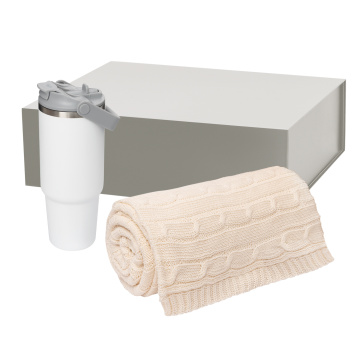 Portobello Подарочный набор Montana, белый (плед, термокружка) с логотипом на заказ