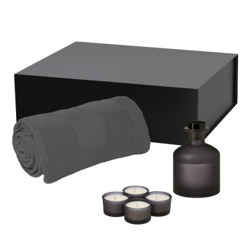 Portobello Подарочный набор Сенто (Sento), Селла (Cella), серый (свеча, диффузор, плед) с логотипом на заказ