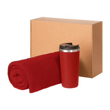 Portobello Подарочный набор Palermo, Cella, красный (плед, термокружка) с логотипом на заказ