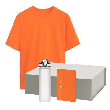 Portobello Набор с одеждой RUST NEO (футболка, бутылка, ежедневник, ручка), белый/оранжевый, XS/S с логотипом на заказ