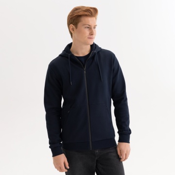 Portobello Толстовка на молнии с капюшоном MATEO, темно-синяя, размер XXXL с логотипом на заказ