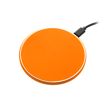 Portobello Беспроводное зарядное устройство с подсветкой 15W Аурис (Auris), оранжевое с логотипом на заказ