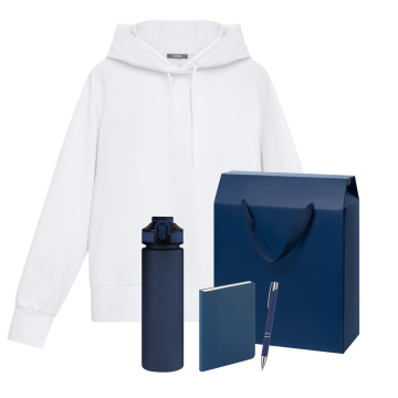 Portobello Набор с одеждой ALEX (худи, бутылка, ежедневник, ручка), синий, M с логотипом на заказ