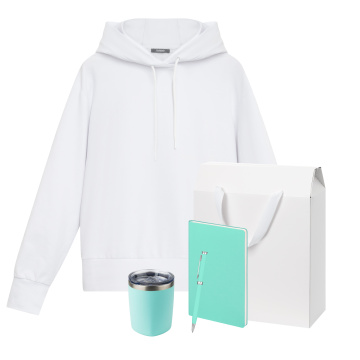 Portobello Набор с одеждой ALEX (худи, термокружка, ежедневник, ручка), мятный/аква, XL с логотипом на заказ