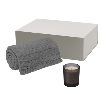 Portobello Подарочный набор Энигма (Enigma),Фадо (Fado), серый (свеча, плед) с логотипом на заказ