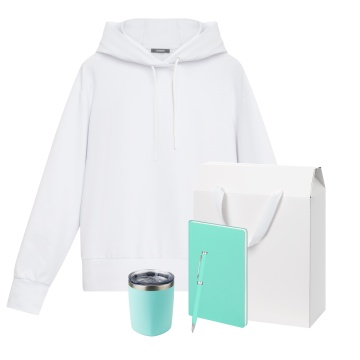 Portobello Набор с одеждой ALEX (худи, термокружка, ежедневник, ручка), мятный/аква, L с логотипом на заказ