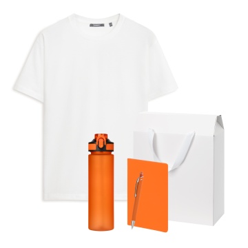 Portobello Набор с одеждой Крис (Kris) (футболка, бутылка, блокнот, ручка), оранжевый, S с логотипом на заказ