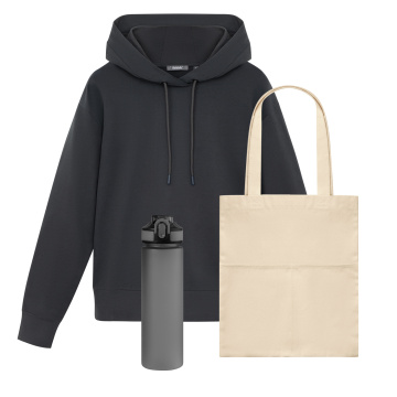 Portobello Набор с одеждой ALEX (худи, бутылка, шоппер), серый, L с логотипом на заказ