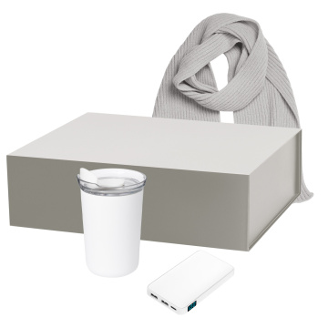 Portobello Подарочный набор Страда (Strada), Анкор (Ancor), Форгес (Forges), белый (термокружка, аккумулятор, шарф) с логотипом на заказ