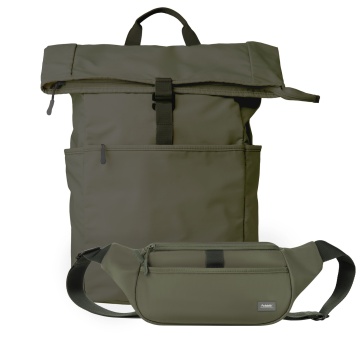 Portobello Подарочный набор Boston рюкзак + поясная сумка, зеленый с логотипом на заказ