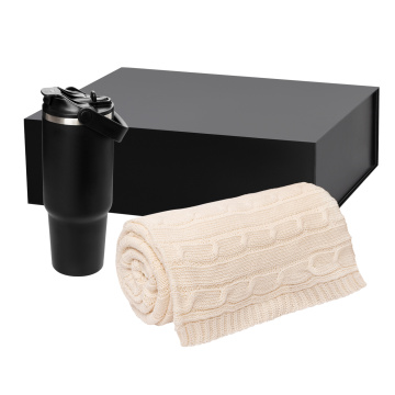 Portobello Подарочный набор Montana, черный (плед, термокружка) с логотипом на заказ