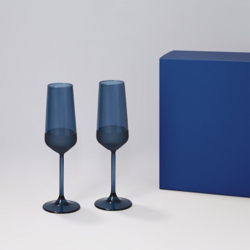 Portobello Подарочный набор 2 бокала для шампанского Sapphire в синей коробке с логотипом на заказ