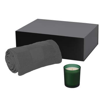 Portobello Подарочный набор Энигма (Enigma), Селла (Cella), зеленый (свеча, плед) с логотипом на заказ