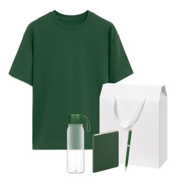 Portobello Набор с одеждой RUST (футболка, бутылка, ежедневник, ручка), зеленый 2, XL/2XL с логотипом на заказ