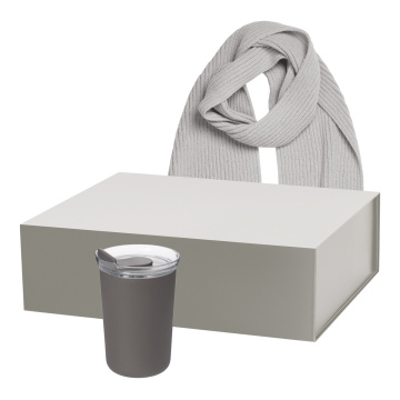 Portobello Подарочный набор Strada, Forges, серый (термокружка, шарф) с логотипом на заказ