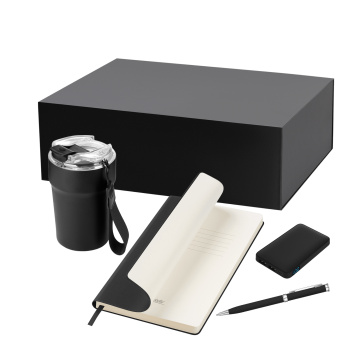 Portobello Подарочный набор Monaco, черный (термокружка, аккумулятор, ежедневник, ручка) с логотипом на заказ