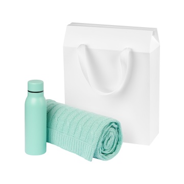 Portobello Подарочный набор Sorento, бирюзовый (термобутылка, плед) с логотипом на заказ