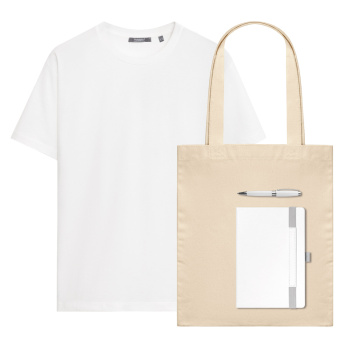 Portobello Набор с одеждой KRIS (футболка, ежедневник, ручка, шоппер), белый, M с логотипом на заказ