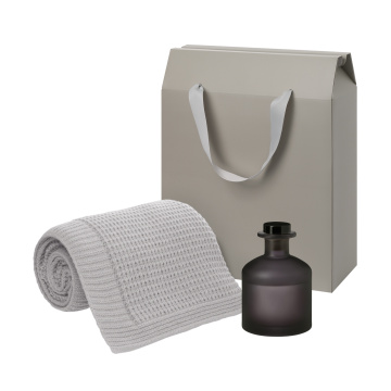 Portobello Подарочный набор Mizu, Malta Soft, серый (диффузор, плед) с логотипом на заказ