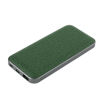 Portobello Внешний аккумулятор Твид PB (Tweed PB) 10000 mAh, зеленый с логотипом на заказ