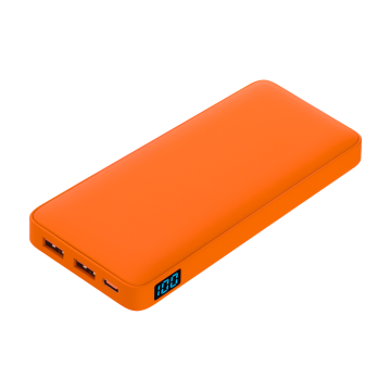 Portobello Внешний аккумулятор с подсветкой Анкор Плюс PD (Ancor PD Plus) 10000 mAh, оранжевый с логотипом на заказ