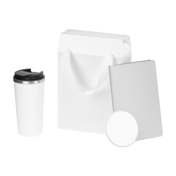 Portobello Подарочный набор Palermo, белый (термокружка, ежедневник, зарядное устройство) с логотипом на заказ