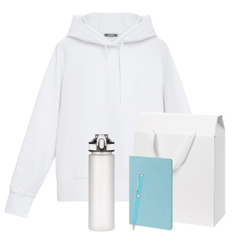 Portobello Набор с одеждой ALEX (худи, бутылка, блокнот, ручка), голубой, L с логотипом на заказ