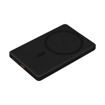 Portobello Внешний аккумулятор Атлантис (Atlantis) PD 5000mAh с функцией беспроводной зарядки 15W, черный с логотипом на заказ