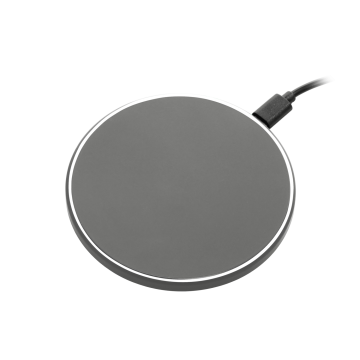 Portobello Беспроводное зарядное устройство с подсветкой 15W Аурис (Auris), серое с логотипом на заказ