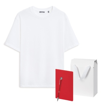 Portobello Набор с одеждой RUST (футболка, блокнот, ручка), белый/красный, 3XL/4XL с логотипом на заказ