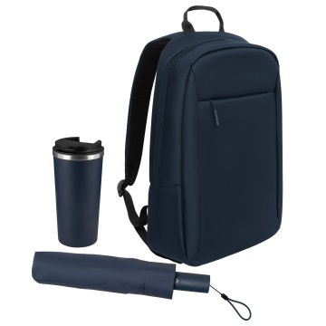 Portobello Подарочный набор Sirius, синий (зонт, термокружка, рюкзак) с логотипом на заказ