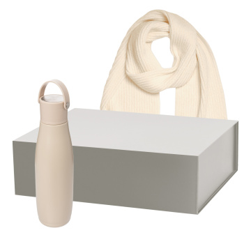 Portobello Подарочный набор Bosca, Forges, бежевый (термобутылка, шарф) с логотипом на заказ