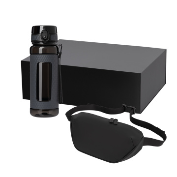 Portobello Подарочный набор Vector, Madrid, черный (сумка cross body, бутылка) с логотипом на заказ