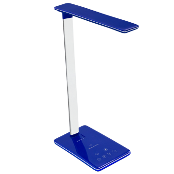 Portobello Настольная лампа c беспроводной зарядкой Люмос Ультрамарин (Lumos Ultramarine), синяя с логотипом на заказ