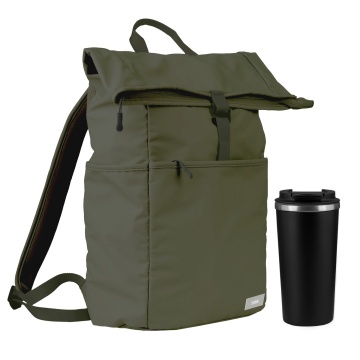 Portobello Подарочный набор Palermo, Boston, зеленый/черный (рюкзак, термокружка) с логотипом на заказ